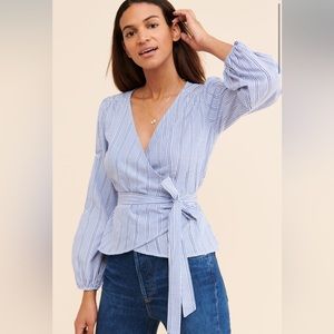 Anthropologie NuRode Wrap-Style Blouse with Long Sleeves